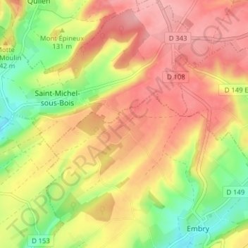 Mappa topografica Saint-Wandrille, altitudine, rilievo