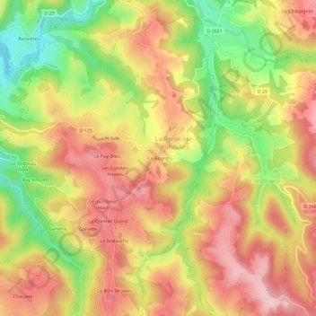 Mappa topografica Le Bourg, altitudine, rilievo