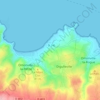 Mappa topografica Les Monts, altitudine, rilievo