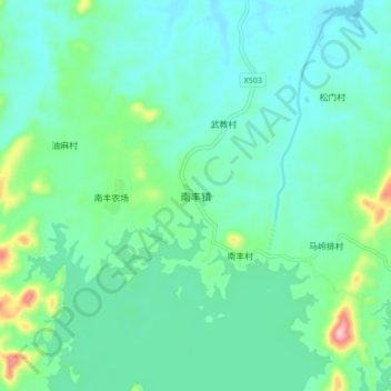 Mappa topografica 南丰镇, altitudine, rilievo