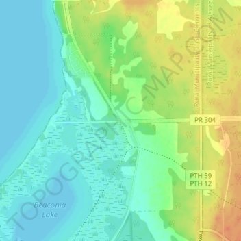 Mappa topografica Beaconia, altitudine, rilievo
