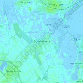 Mappa topografica Oude Pekela, altitudine, rilievo