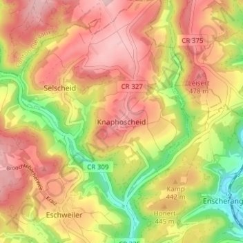 Mappa topografica Knaphoscheid, altitudine, rilievo