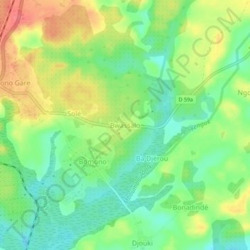 Mappa topografica Bwassalo, altitudine, rilievo