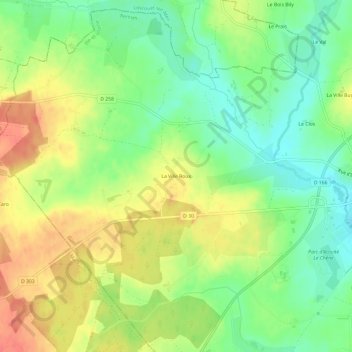 Mappa topografica La Ville Roux, altitudine, rilievo