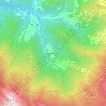 Mappa topografica Casoni di Amborzasco, altitudine, rilievo