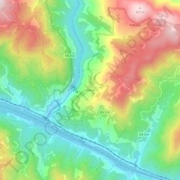 Mappa topografica Fiolhal, altitudine, rilievo
