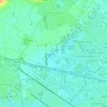 Mappa topografica Hoher Markstein, altitudine, rilievo