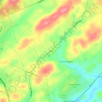 Mappa topografica Ford, altitudine, rilievo