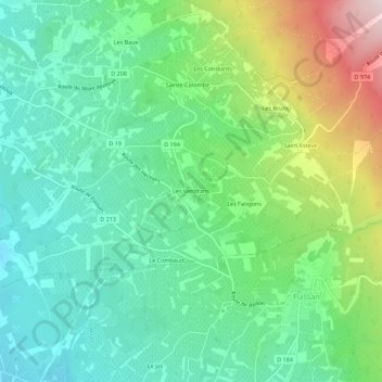Mappa topografica Les Vendrans, altitudine, rilievo