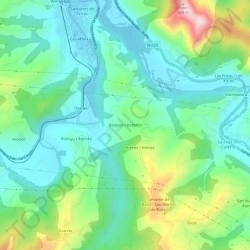 Mappa topografica Romillín, altitudine, rilievo