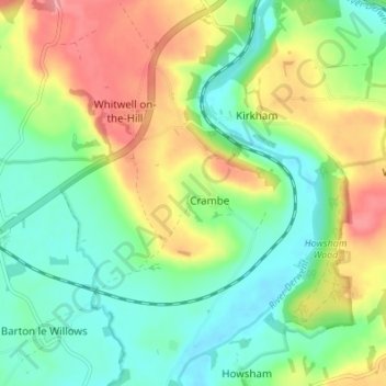 Mappa topografica Crambe, altitudine, rilievo