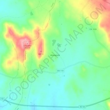 Mappa topografica Almojanda, altitudine, rilievo