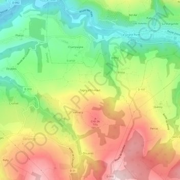 Mappa topografica Tagny d'En-Haut, altitudine, rilievo