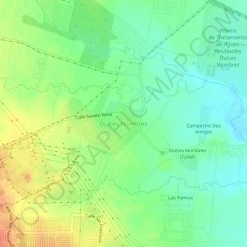 Mappa topografica Dulces Nombres, altitudine, rilievo