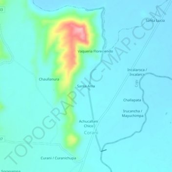 Mappa topografica Santa Ama, altitudine, rilievo