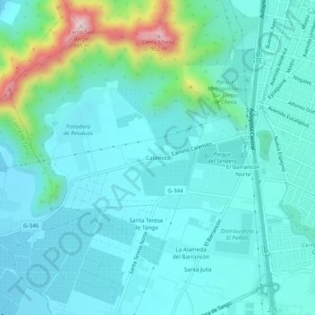 Mappa topografica Catemito, altitudine, rilievo