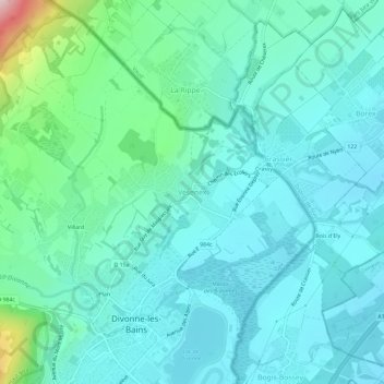 Mappa topografica Vésenex, altitudine, rilievo