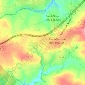 Mappa topografica Les Blanches Landes, altitudine, rilievo