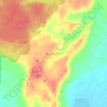 Mappa topografica Nguruweni, altitudine, rilievo