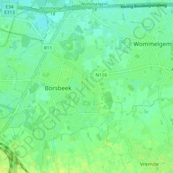 Mappa topografica Rooibos, altitudine, rilievo