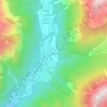 Mappa topografica Les Alberts, altitudine, rilievo
