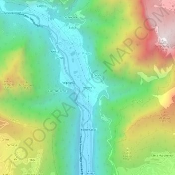 Mappa topografica Righele, altitudine, rilievo