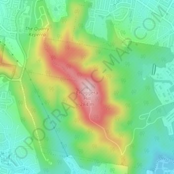 Mappa topografica Enoggera Hill, altitudine, rilievo