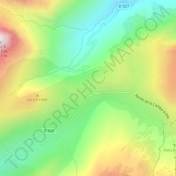 Mappa topografica Col du Glandon, altitudine, rilievo