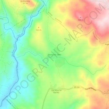 Mappa topografica Fornos de Ledra, altitudine, rilievo
