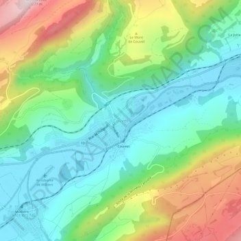 Mappa topografica Couvet, altitudine, rilievo