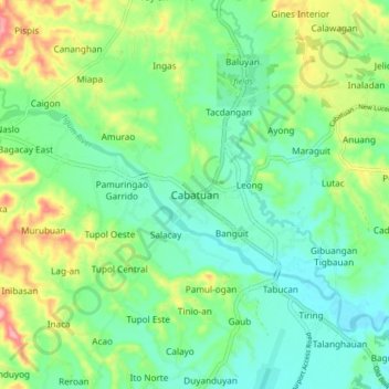 Mappa topografica Cabatuan, altitudine, rilievo