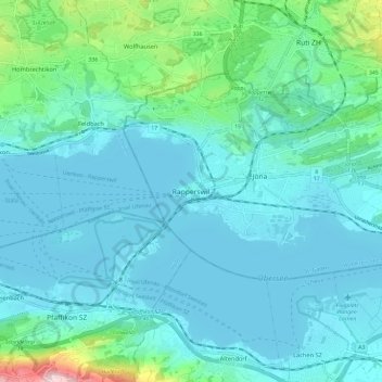 Mappa topografica Rapperswil, altitudine, rilievo