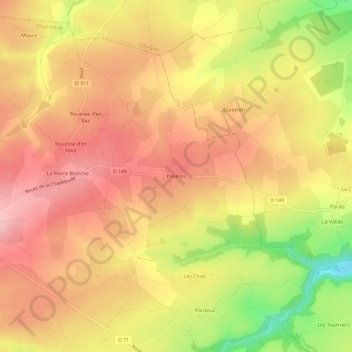 Mappa topografica Palières, altitudine, rilievo