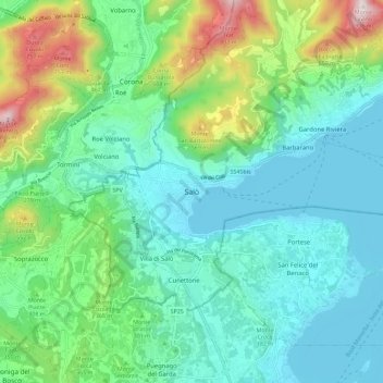 Mappa topografica Salò, altitudine, rilievo