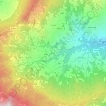 Mappa topografica Metti, altitudine, rilievo