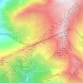 Mappa topografica col de la pisse, altitudine, rilievo