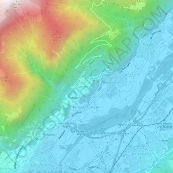 Mappa topografica Castelfranco, altitudine, rilievo