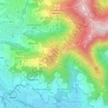 Mappa topografica Maresana, altitudine, rilievo