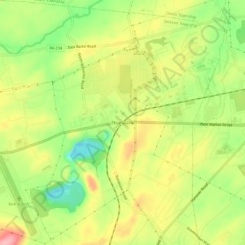 Mappa topografica Thomasville, altitudine, rilievo