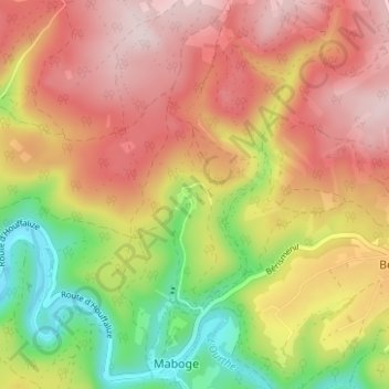 Mappa topografica Borzée, altitudine, rilievo