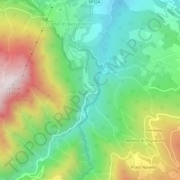 Mappa topografica Casale, altitudine, rilievo