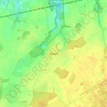 Mappa topografica Wedel, altitudine, rilievo