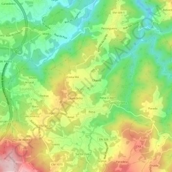 Mappa topografica Igreja, altitudine, rilievo