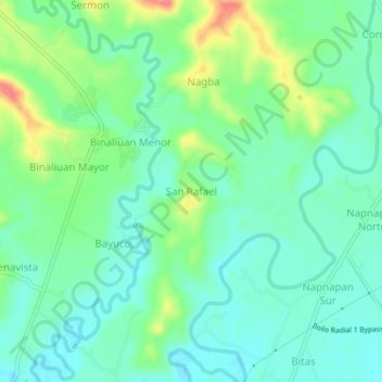 Mappa topografica San Rafael, altitudine, rilievo