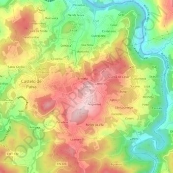 Mappa topografica Facho, altitudine, rilievo