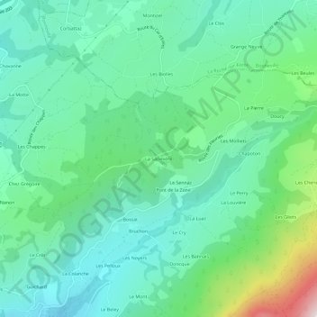 Mappa topografica La Sapinière, altitudine, rilievo