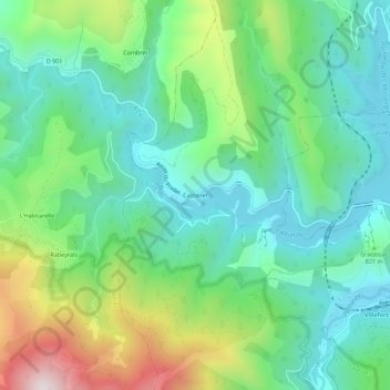 Mappa topografica Castanet, altitudine, rilievo