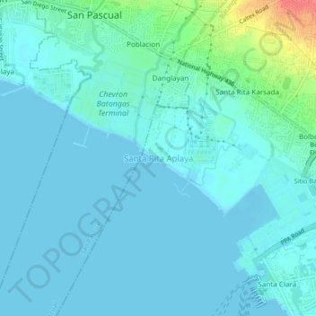 Mappa topografica Santa Rita Aplaya, altitudine, rilievo