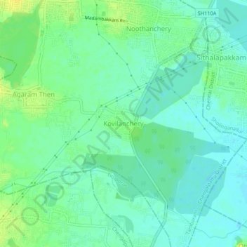 Mappa topografica Kovilanchery, altitudine, rilievo